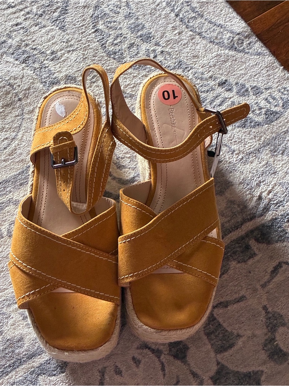 Bershka Mustard Yellow Crisscross Platform Sandals